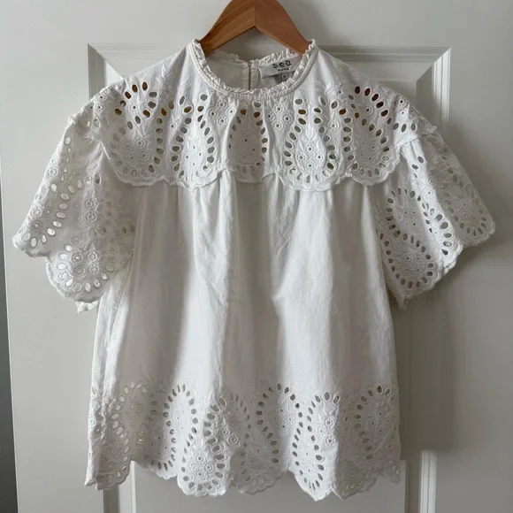 Sea NY Marina White Eyelet Blouse - Picture 2 of 4